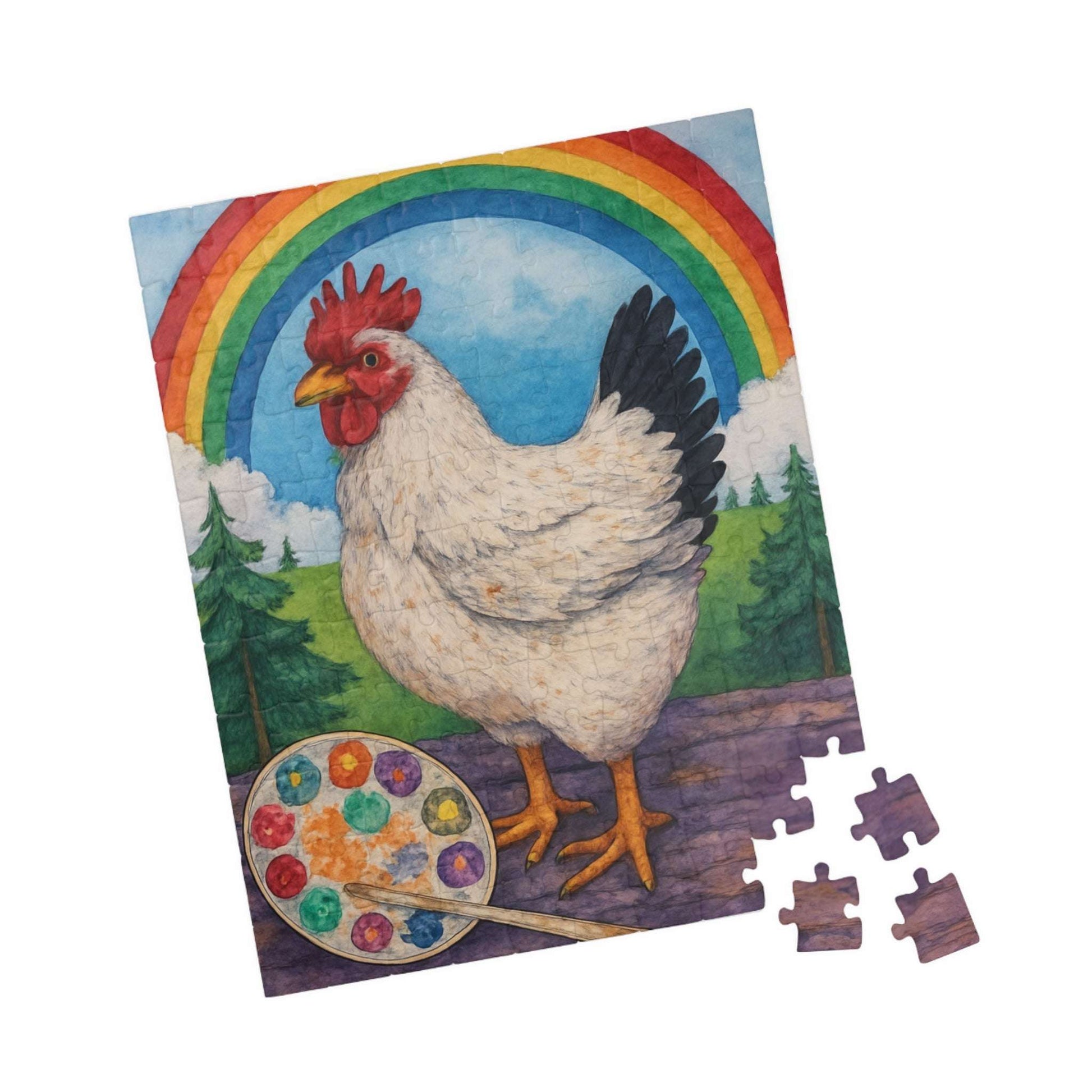 Creative Clucks Jigsaw Puzzle - Rainbow Chicken Artist 110 pcs (Vertical) Puzzle The Puzzle Chest