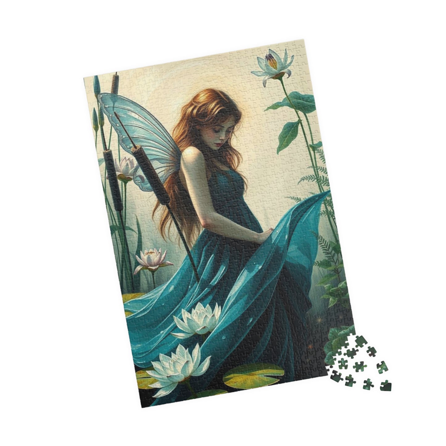 Lily Pond Secrets Fairy Puzzle, 110/252/520/1014-piece Fantasy Art Adult Jigsaw Game, Nature Lover Gift for Friend Holiday Birthday