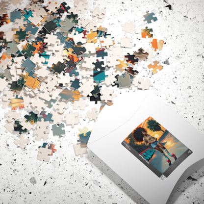 Skateboarder Jigsaw Puzzle, Retro Vibe African American Woman, Nostalgic Gift for Adults, Unique Game for Fun Family Night, Puzzle Lover Puzzle The Puzzle Chest