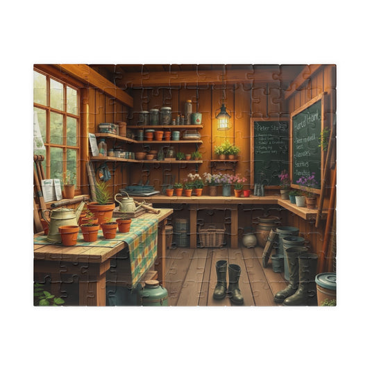 Rustic Garden Workshop Puzzle, Wooden Shed Plant Retreat Jigsaw Game, Country Cottage Decor, Relaxing Hobby, Gift for Puzzle Lover 110 pcs (Horizontal) Puzzle The Puzzle Chest