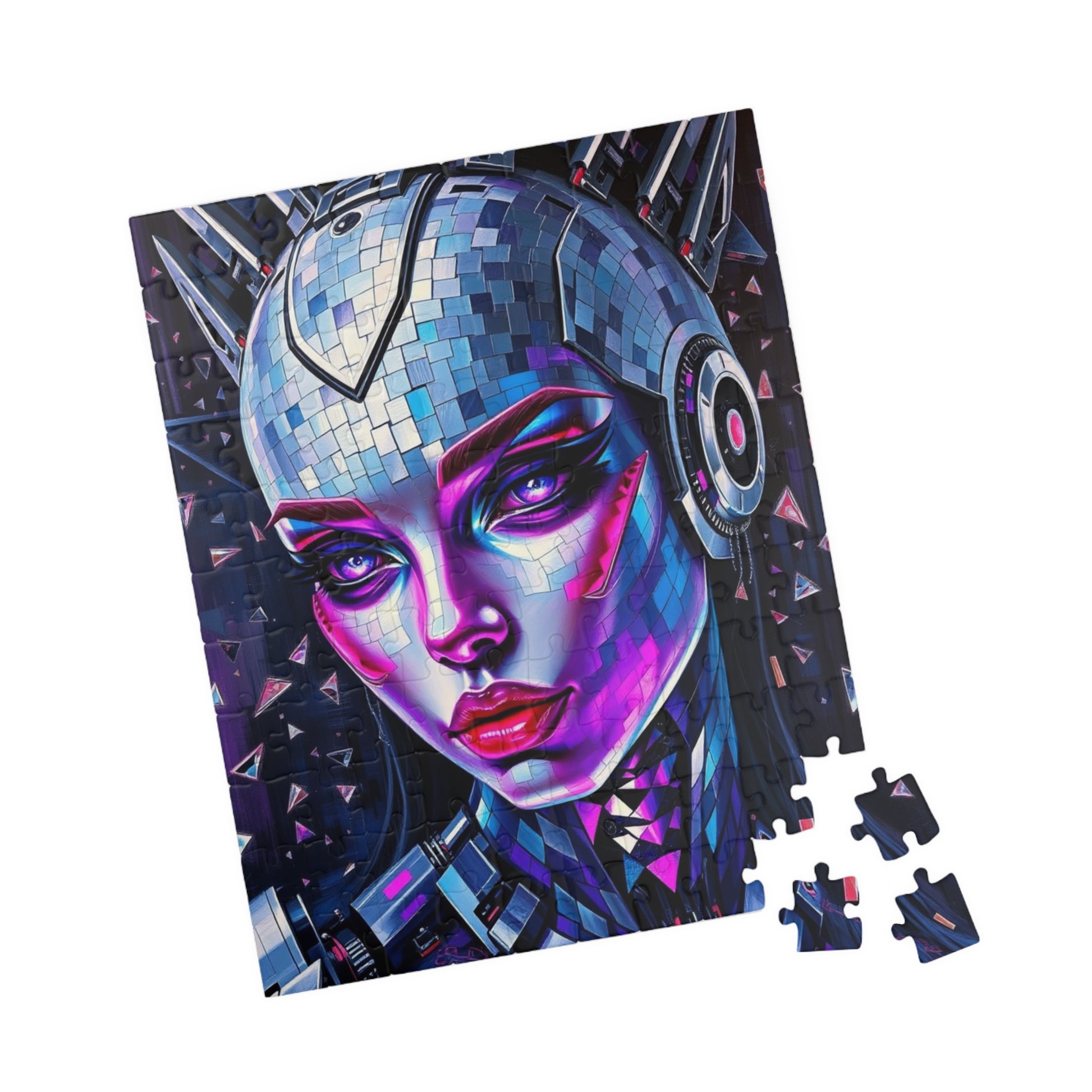 Mosaic Portrait Cybernetic Woman Puzzle, Cyberpunk Female Futuristic Art Jigsaw Game, Puzzle Lover Gift, Brain Teaser, Solo or Family Fun Puzzle The Puzzle Chest