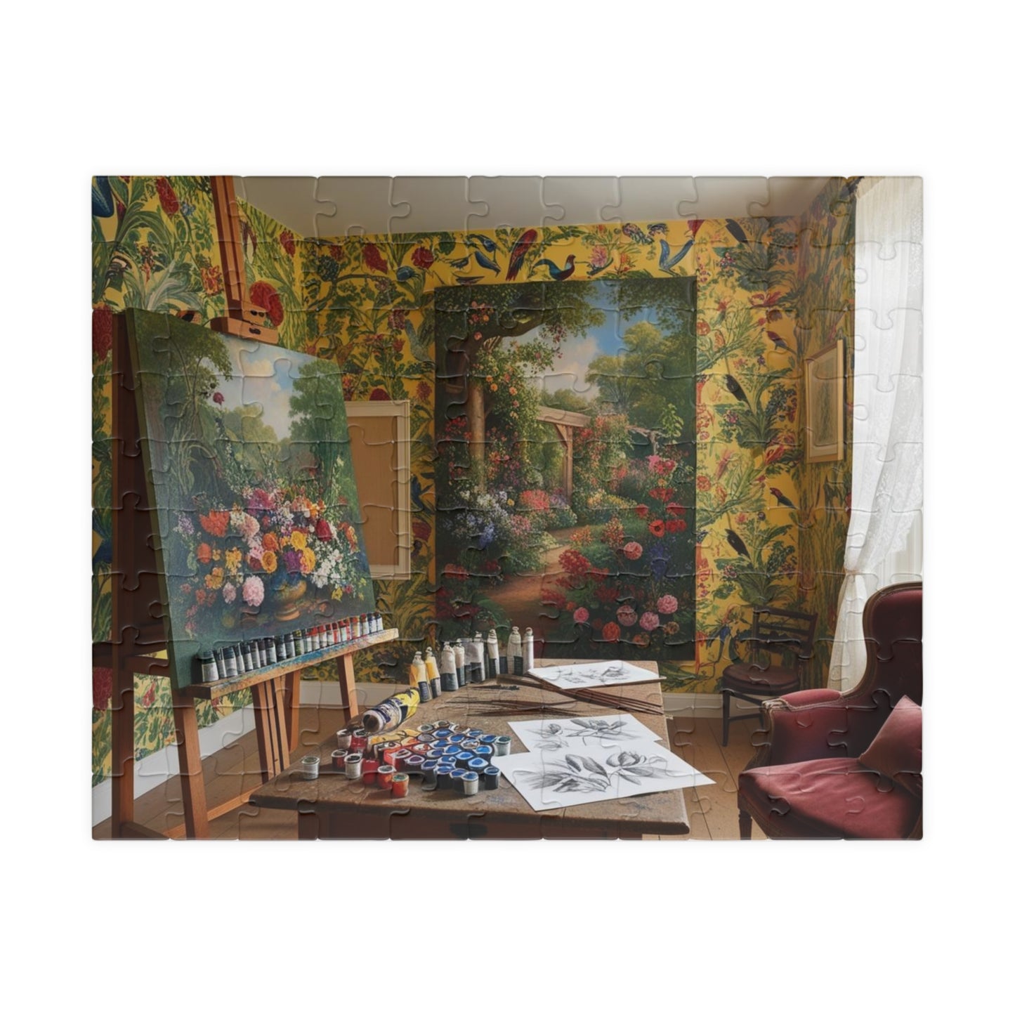 Garden Artist Studio Puzzle - Nature Scene Jigsaw Game for Adult Relaxation, Frameable Home Decor, Gift, Garden Lovers, Creative Challenge
