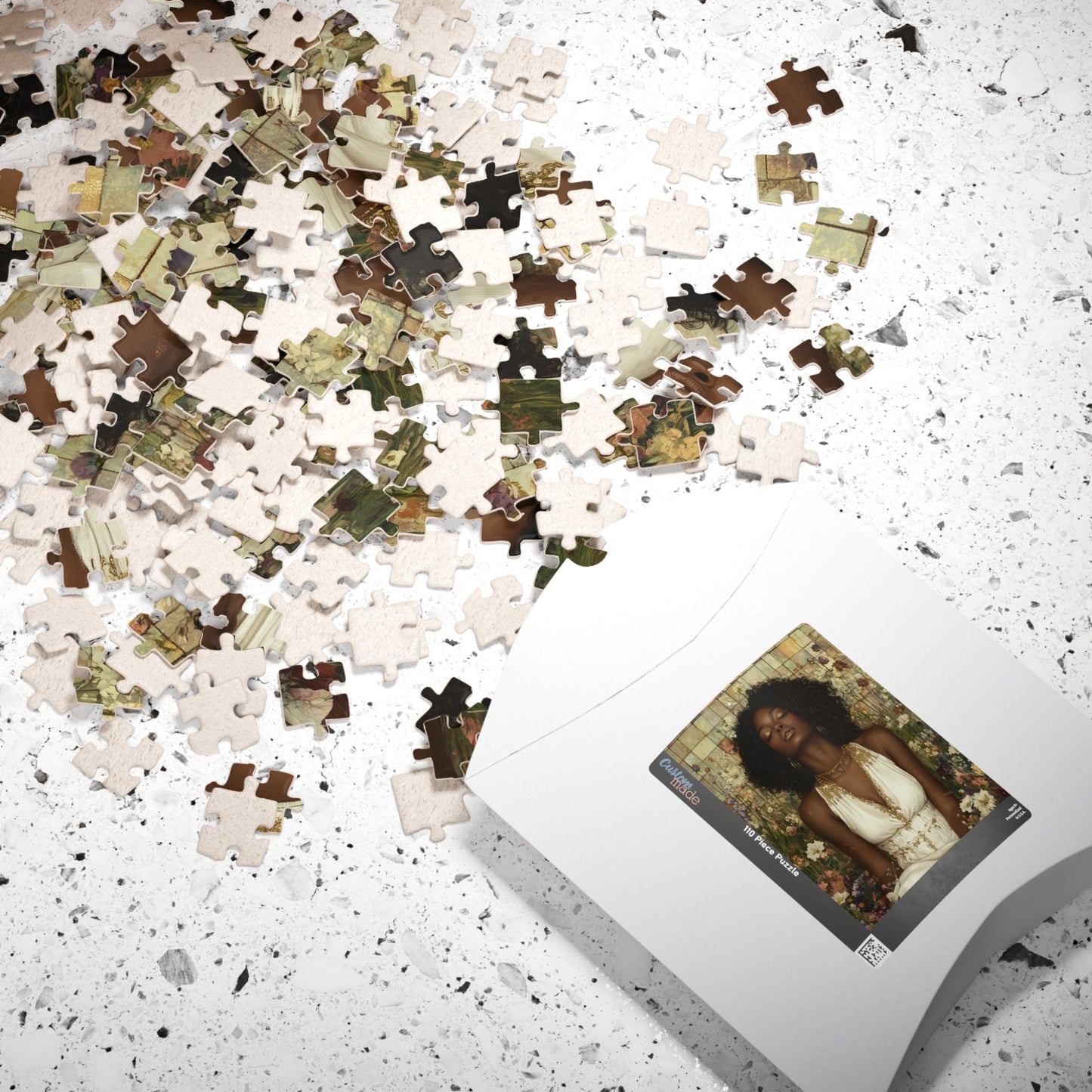 Serene Floral Black Woman Portrait Puzzle | Afrocentric Jigsaw Game