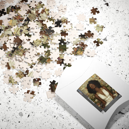 Serene Floral Black Woman Portrait Puzzle | Afrocentric Jigsaw Game