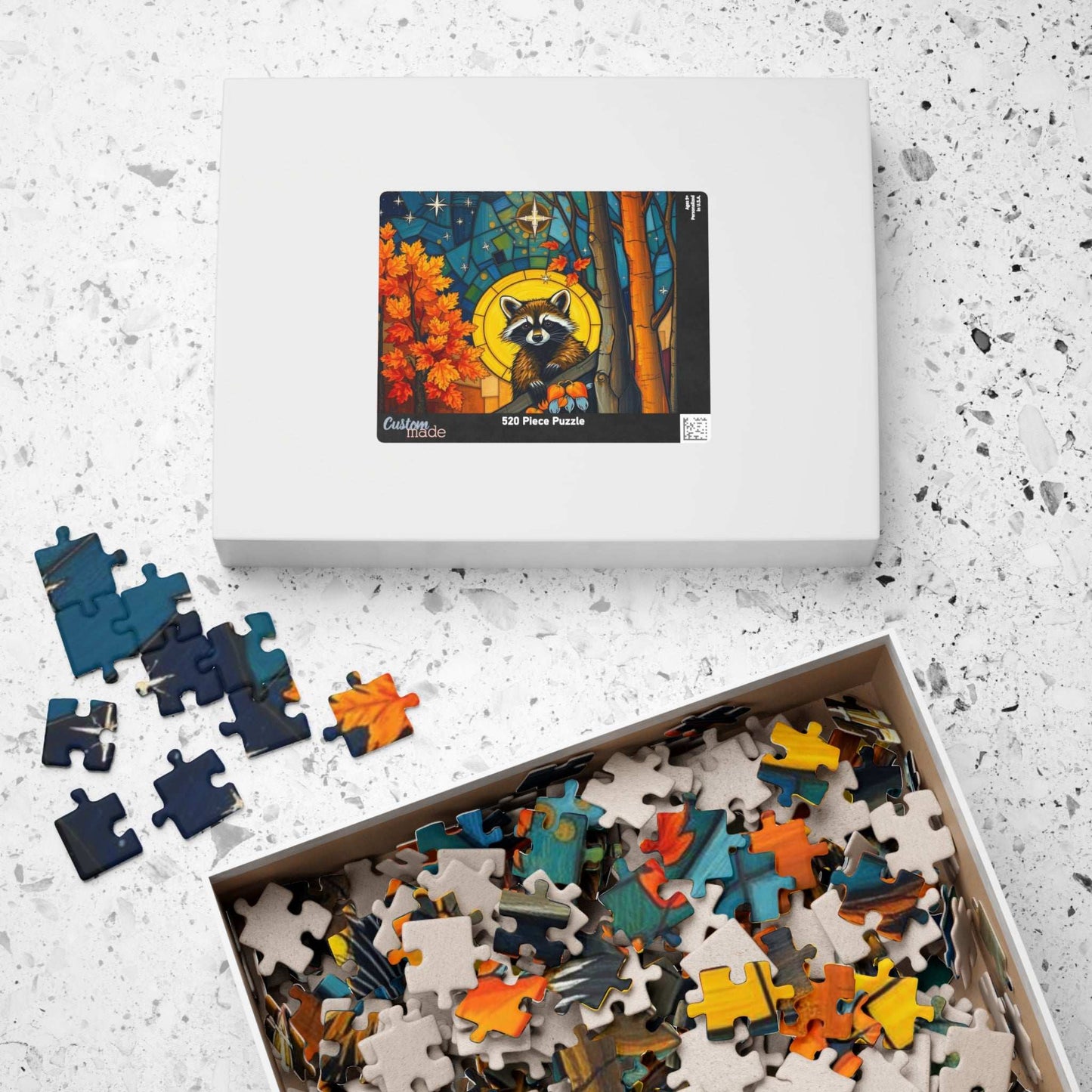 Autumn Woodland Raccoon Puzzle - 110, 252, 520, 1014-piece, Perfect for Family Fun, Cozy Nights In, Gifts, Home Decor, Fall Celebrations