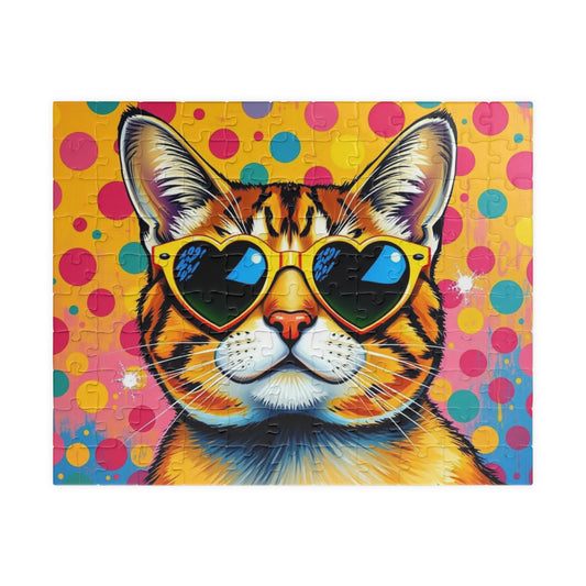 Pop Art Cat Puzzle - Fun Colorful Animal Art Jigsaw for Puzzle Lover, Family Game Night, Gift for Cat Owner, Creative Home Entertainment 110 pcs (Horizontal) Puzzle The Puzzle Chest
