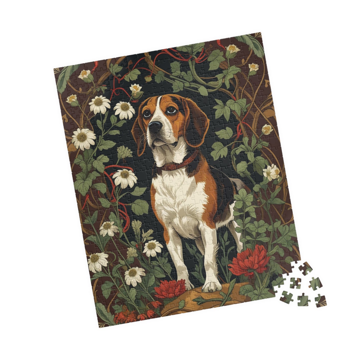 Vintage Beagle Jigsaw Puzzle, Woodland Forest Floral Flower Dog Theme Game, Indoor Fun Family Friendly Activity, Pet Owner Gift, Animal Love Puzzle The Puzzle Chest