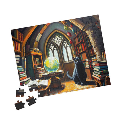 Cat Lover's Fantasy Puzzle, Cozy Gothic Library Scene, 110/252/520/1014-Piece Jigsaw, Gift for Cat Enthusiast, Home Décor, Fun Activity The Puzzle Chest