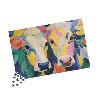 Colorful Cow Portrait Puzzle | Abstract Farm Animal Jigsaw 110-1014 Pieces 1014 pcs (Horizontal) Puzzle The Puzzle Chest