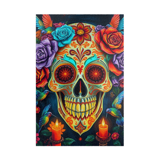 Colorful Skull Artwork Puzzle - Day of the Dead, Fun Family or Solo Activity, Unique Gift Idea for Puzzle Lovers Art Fans, Brain Teaser 1014 pcs (Vertical) Puzzle The Puzzle Chest