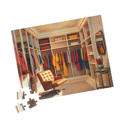 Walk-In Closet Jigsaw Puzzle (110, 252, 520, 1014-piece), Color-coded Clothing, Red Yellow Blue Minimalist Game, Gift for Fashion Lover