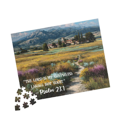 The Shepherd’s Meadow – Faithful Heart Jigsaw Puzzle, Inspirational Game, Biblical Quote Psalm 23:1 Faith-Based Gift 252 pcs (Horizontal) Puzzle The Puzzle Chest