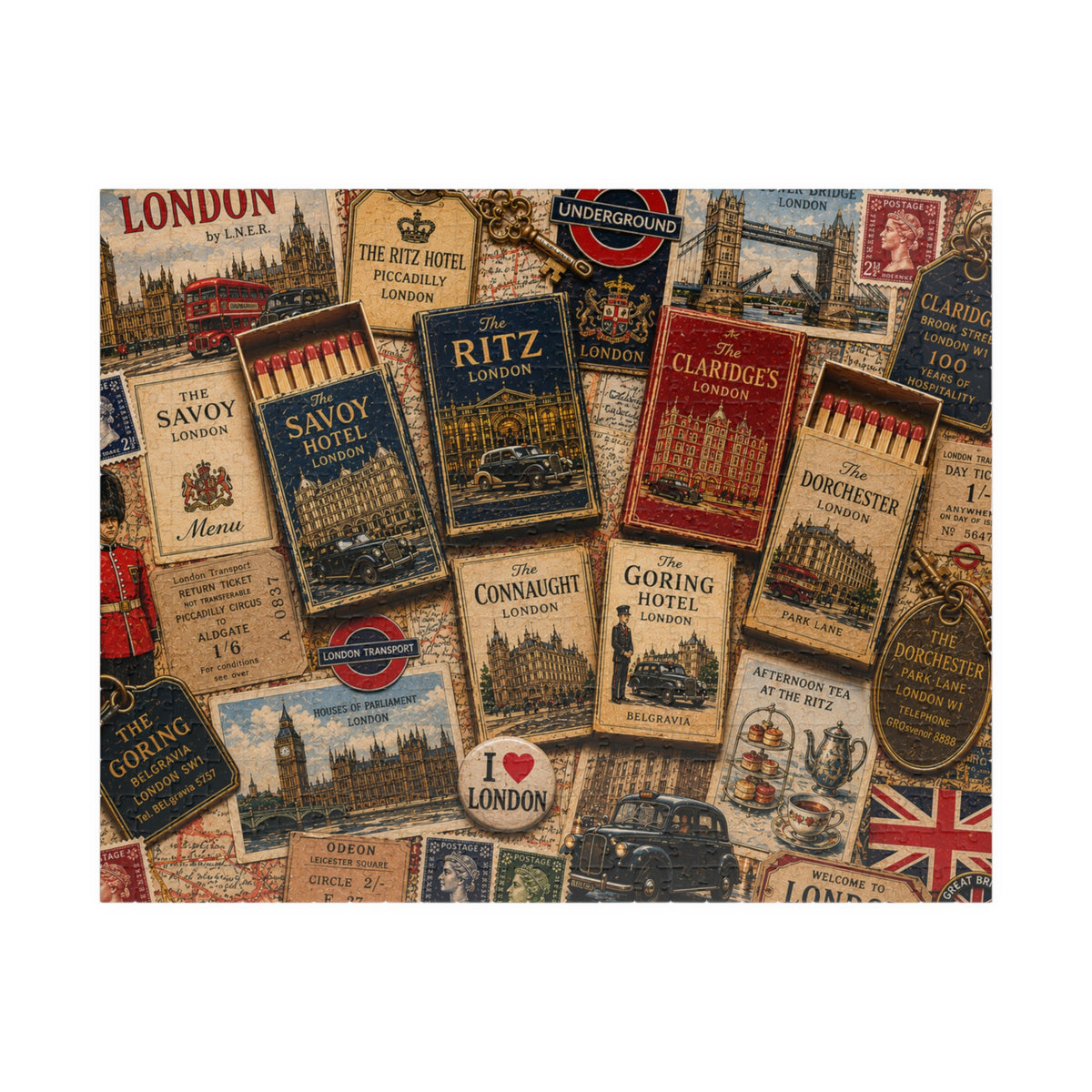 London Matchbook Puzzle | British Landmark Memorabilia Jigsaw | Historic England Vintage Travel Nostalgia Puzzle The Puzzle Chest