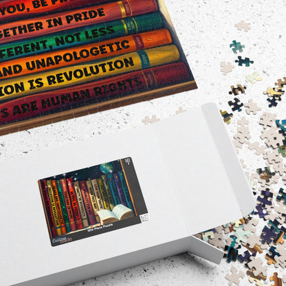 Stories of Pride Jigsaw Puzzle - A Cosmic Bookshelf of Love and Identity, Inclusive Diversity Puzzle, LGBTQ+ Puzzle with Inspirational Quotes, Alternative Lifestyle Gift Puzzle The Puzzle Chest
