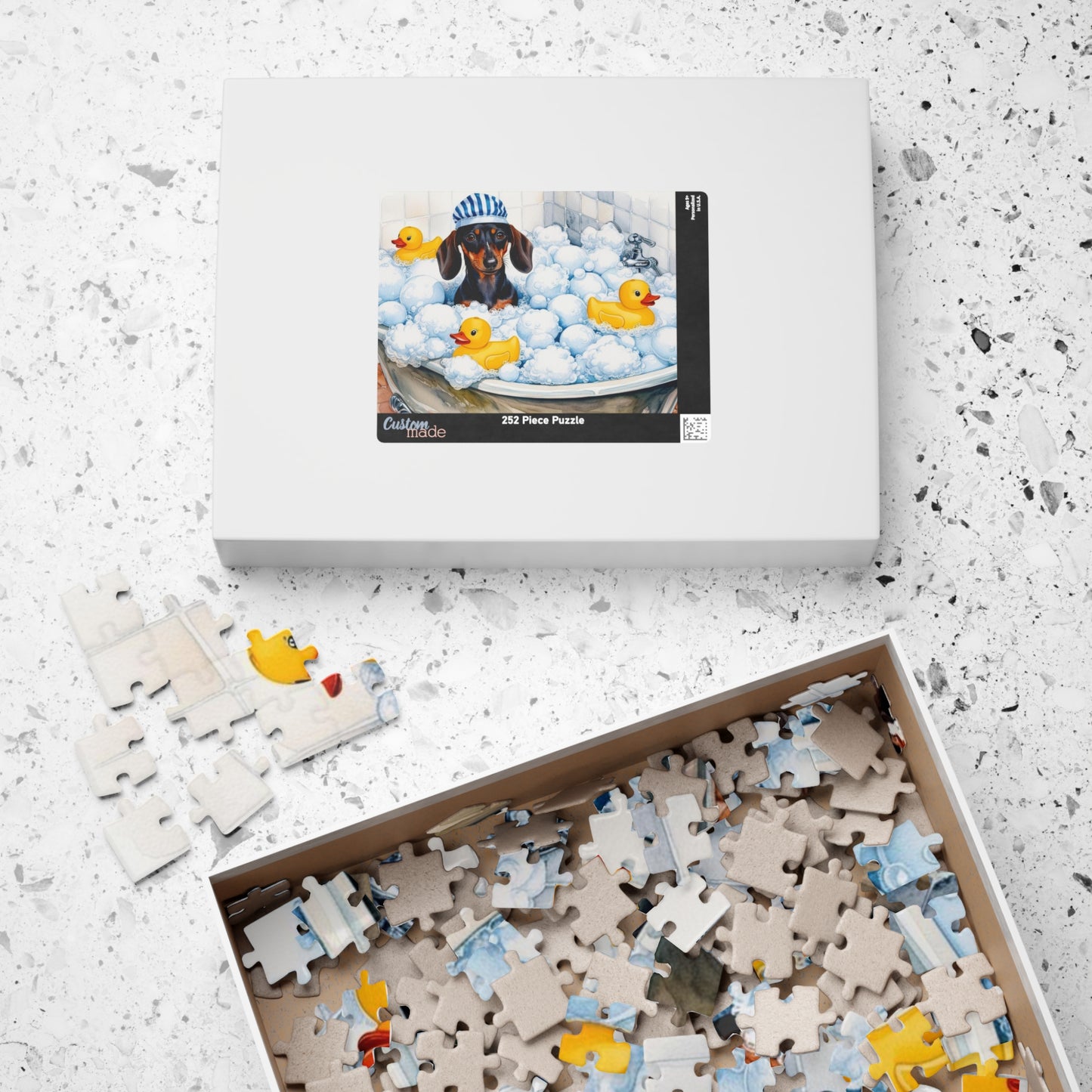 Cute Dachshund in Bath Puzzle, Relaxing Family Activity, Fun Gift for Dog Lovers, Perfect for Kids, Stress Relief Game, 110 to 1014-piece