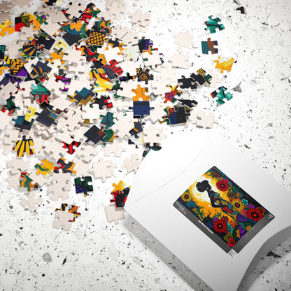 Colorful Lady Silhouette Puzzle - Black Art Inspired Jigsaw Game, Unique Afrocentric Gift for Friends, Family Game Nights, Mental Exercise Puzzle The Puzzle Chest