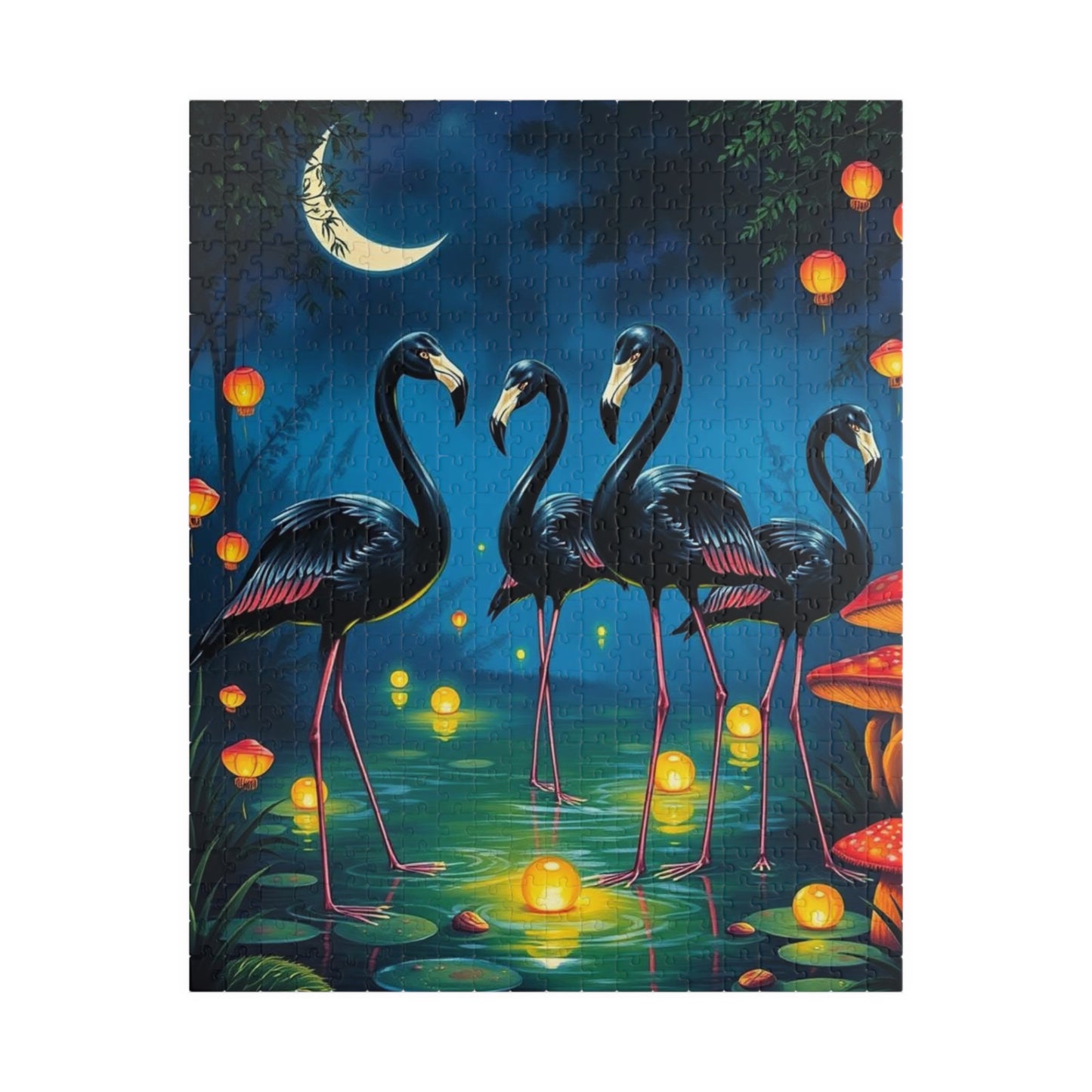 Magical Night Flamingo Puzzle - 110 to 520 Piece Nature Puzzle Game, Perfect Gift for Family Fun, Puzzle Enthusiasts, Home Entertainment