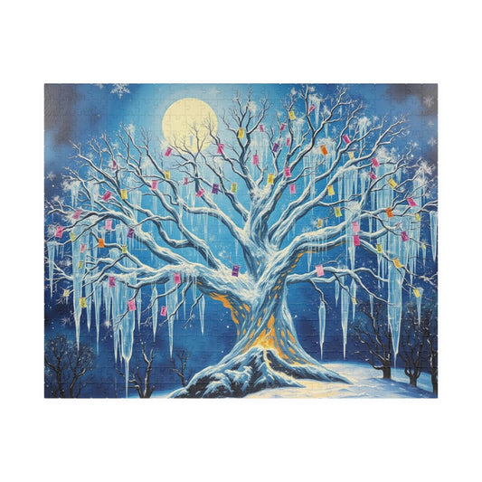 Winter Tree of Wishes Jigsaw Puzzle, 110-1014 Piece Holiday Gift for Friend, Family Activity, Christmas Winter Scene Cozy Home Entertainment