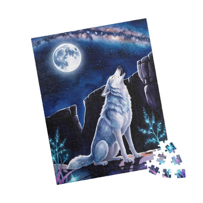 Mythical Jigsaw Puzzle - Wolf Howling at the Moon, 110/252/520/1014 Piece Animal Fun Family Tabletop Game, Best Unique Gift, Puzzle Lover