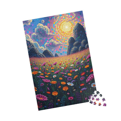 Colorful Sunrise Flower Puzzle, Floral Mosaic Jigsaw Game for Adults, Nature Art Puzzle, Family Game Night, Gift for Nature Lovers Puzzle The Puzzle Chest