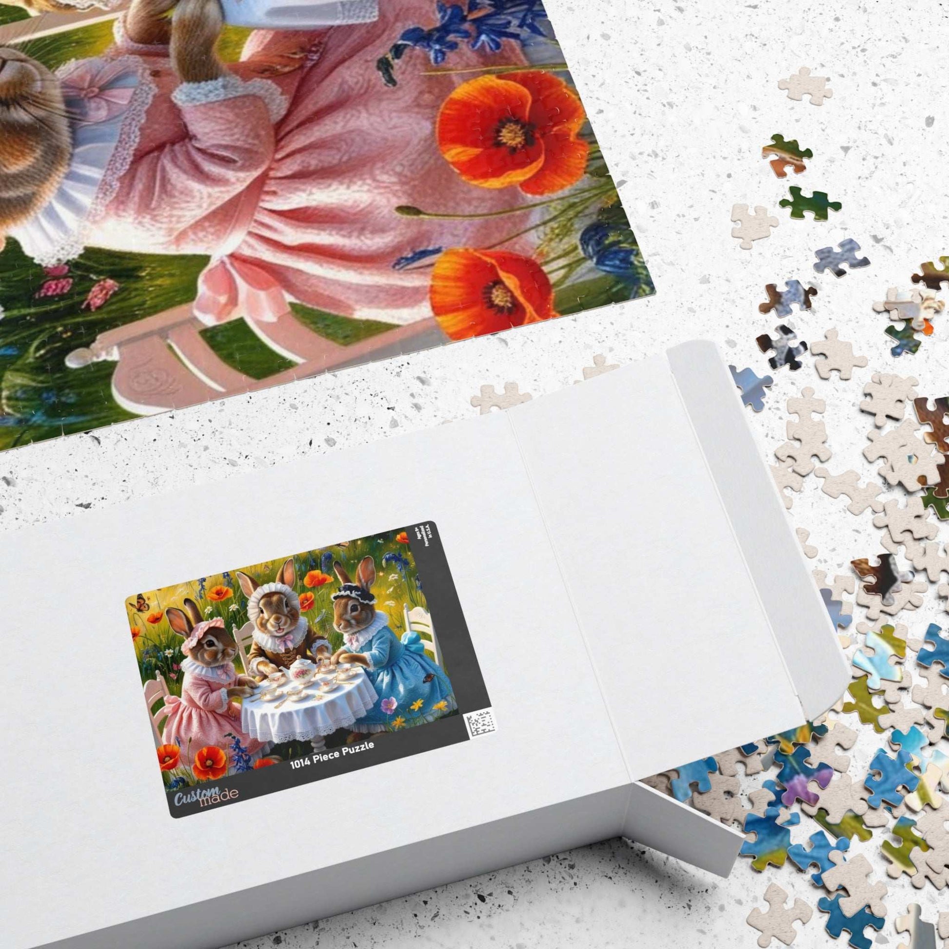 Whimsical Bunny Tea Party Puzzle, 110, 252, 520, 1014-piece Jigsaw Game, Fun Family Activity, Unique Gift for Adults, Spring Easter Puzzle The Puzzle Chest