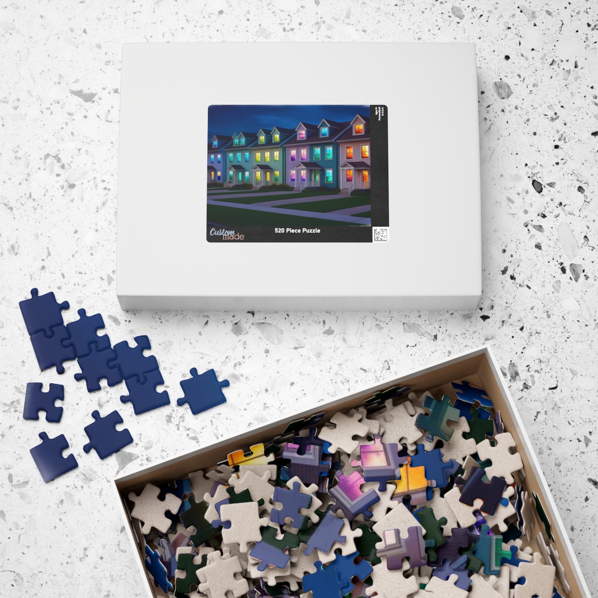 Jigsaw Puzzle, Fantasy Weirdcore Surreal Suburban Neighborhood with Glowing Windows, 110 252 520 1014-piece, Home Decor Game Activity Gift, Puzzle The Puzzle Chest