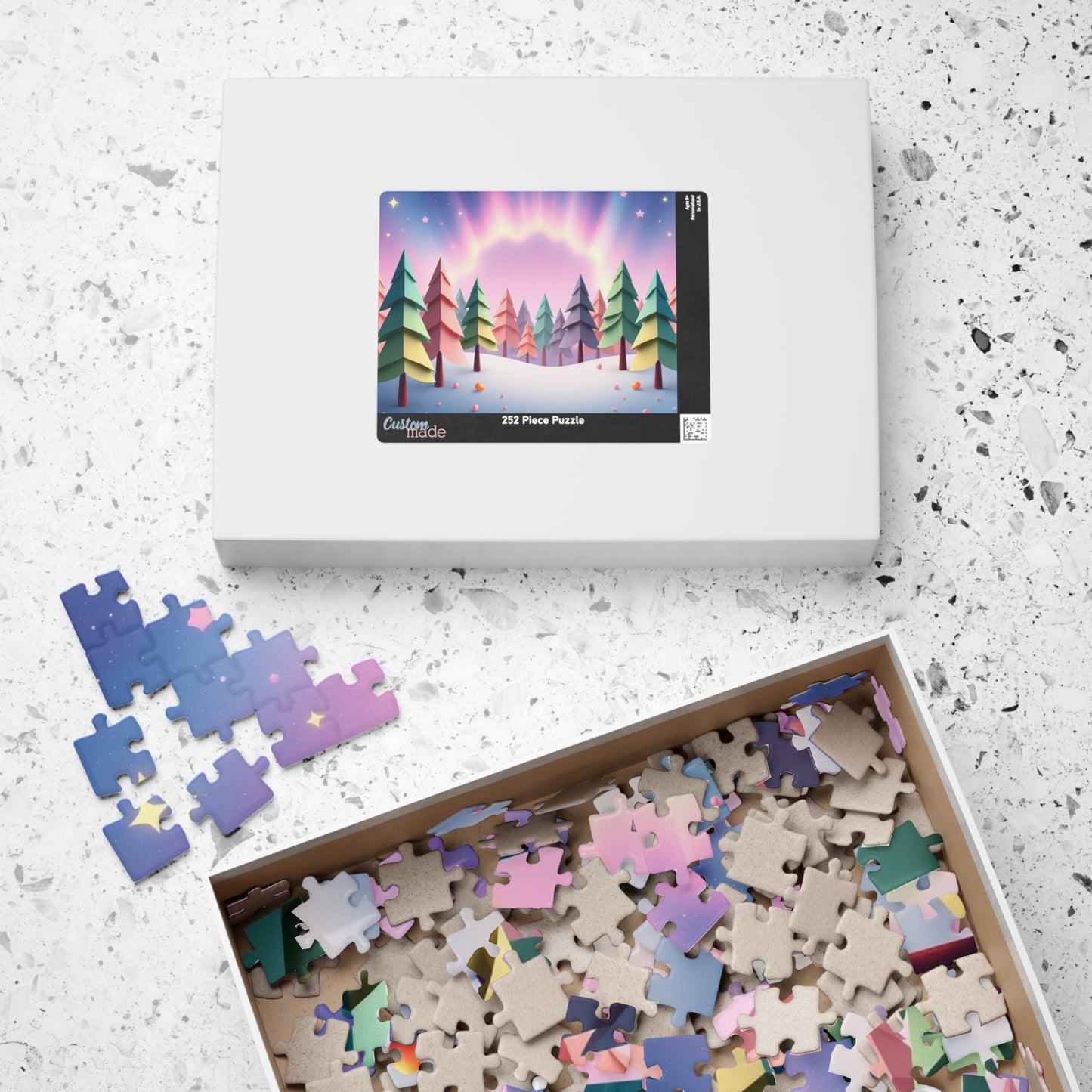 Abstract Landscape Jigsaw Puzzle (110-1014 Piece), Magical Forest with Geometric Trees, Best Unique Gift Idea for Puzzle Lover, Challenging Puzzle The Puzzle Chest