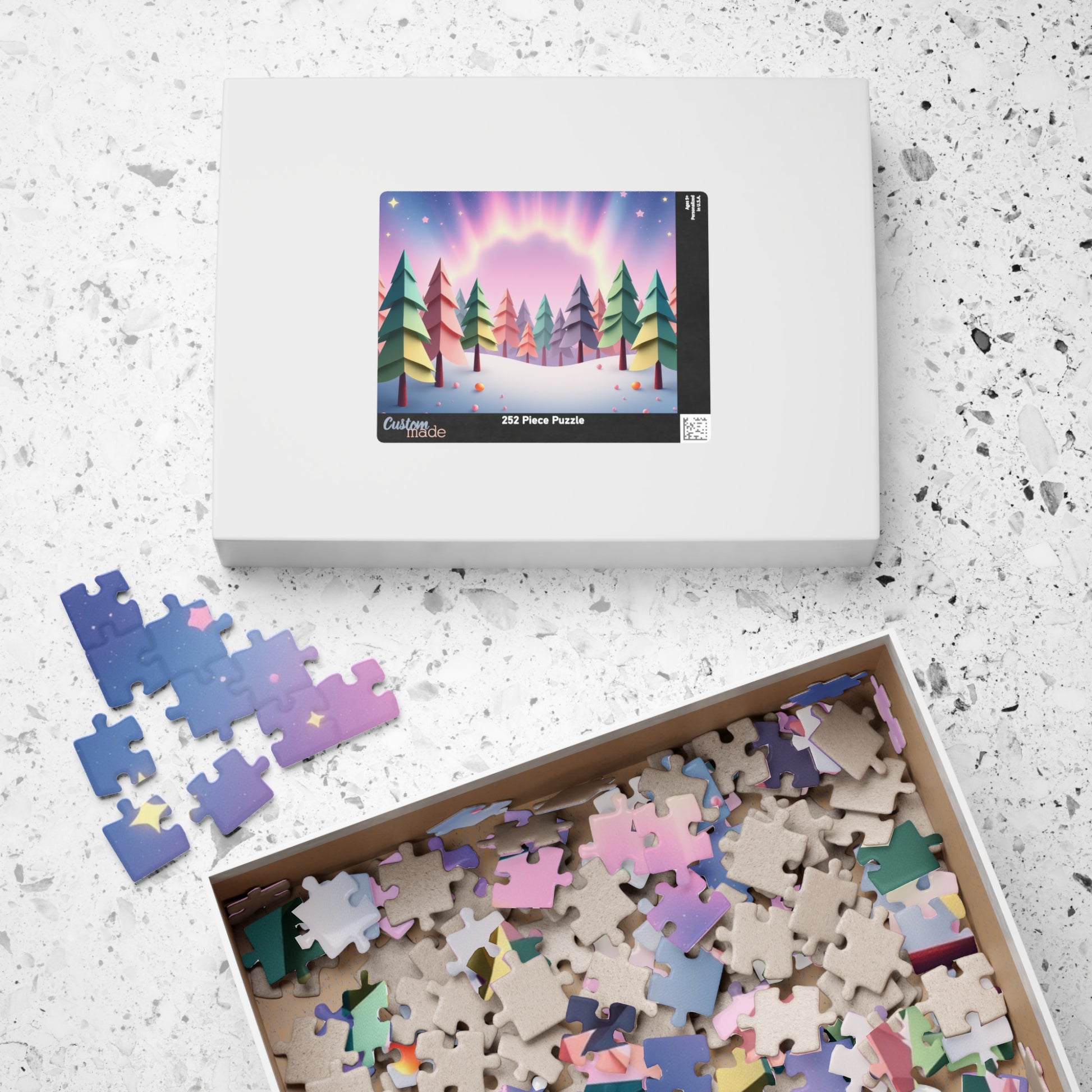 Abstract Landscape Jigsaw Puzzle (110-1014 Piece), Magical Forest with Geometric Trees, Best Unique Gift Idea for Puzzle Lover, Challenging Puzzle The Puzzle Chest