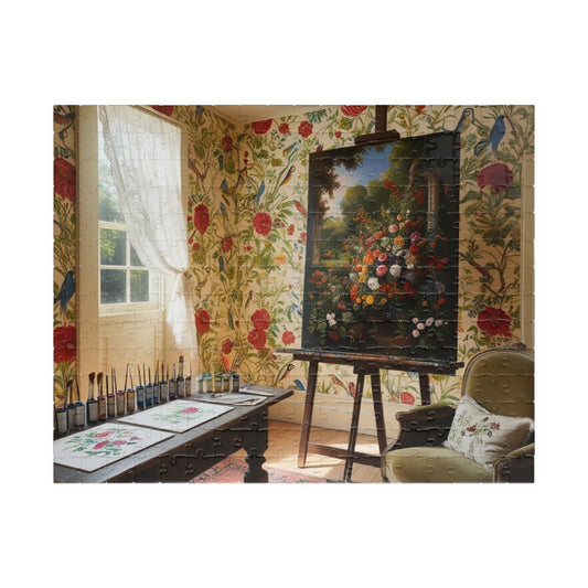 Vintage Floral Artist Studio Jigsaw Puzzle, Creative Fun Solo Activity, Home Decor Gift, Family Game Night, Unique Artwork, 110-1014 Piece