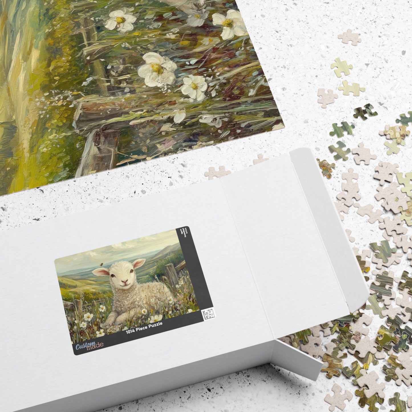 Lamb in Wildflowers Puzzle | Sheep in Countryside Landscape | 110/252/520/1014-piece Puzzle The Puzzle Chest