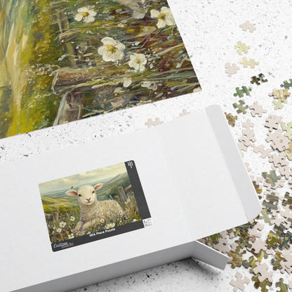 Lamb in Wildflowers Puzzle | Sheep in Countryside Landscape | 110/252/520/1014-piece Puzzle The Puzzle Chest
