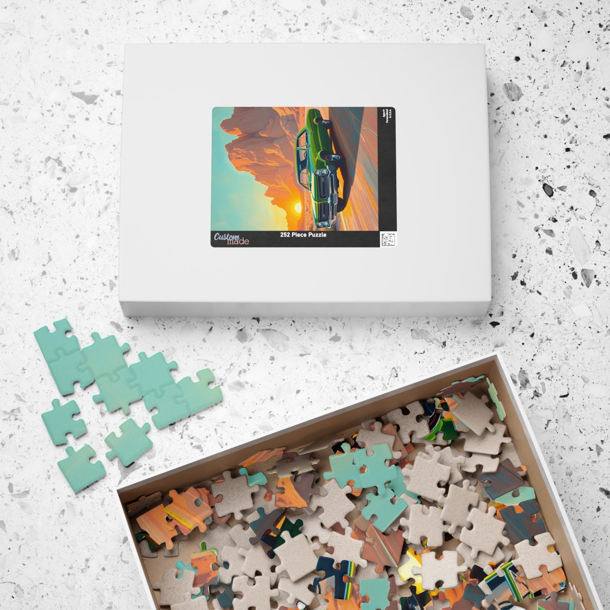 Vintage Car Sunset Puzzle, 110, 252, 520, 1014-piece 1966 GTO Auto Jigsaw Game, Nostalgic Gift, Family Game Night, Retro Vibe Car Enthusiast Puzzle The Puzzle Chest