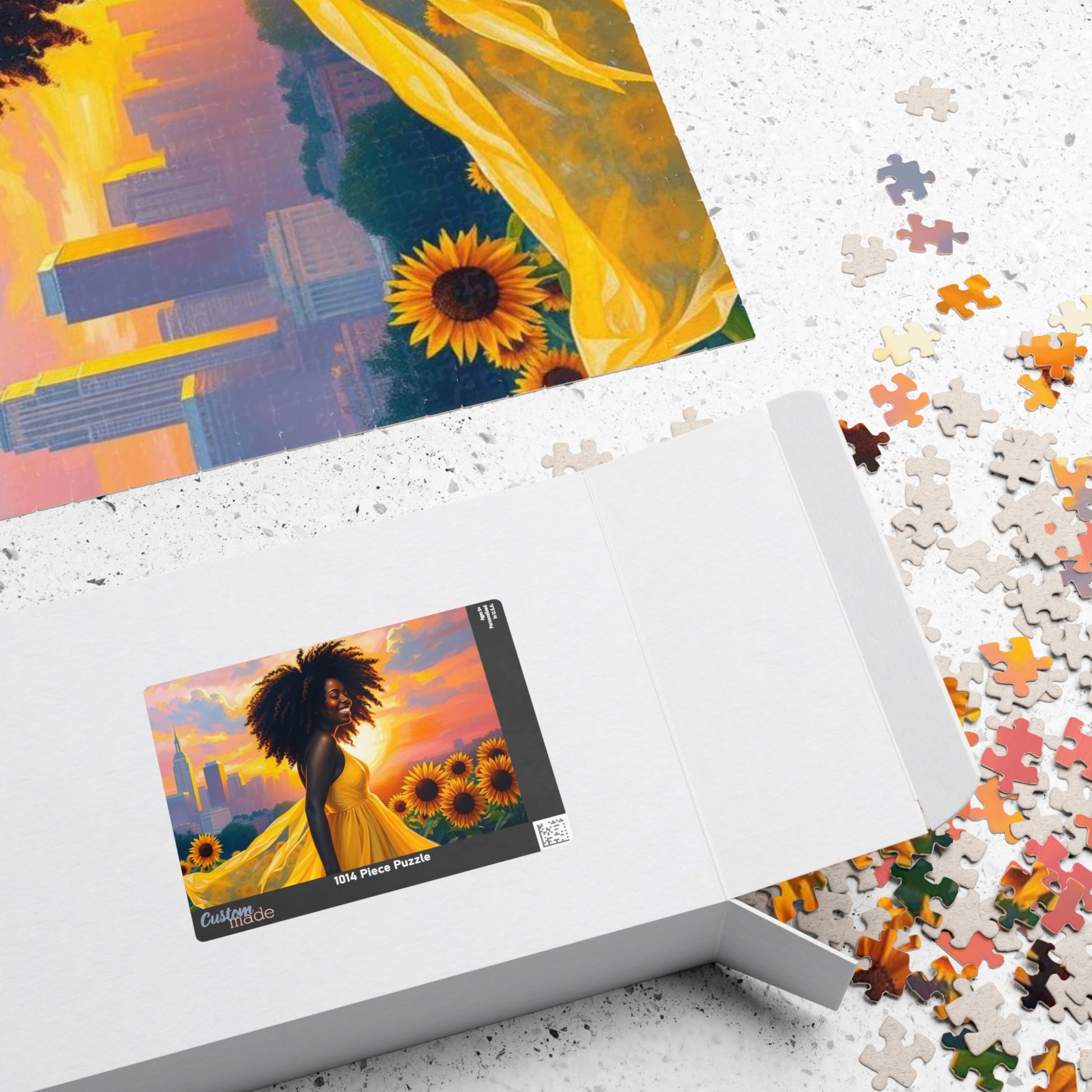 Sunflower Dreamer Puzzle, Black Woman Art Jigsaw Game for Family Fun, Home Entertainment, Gift for Puzzle Lover, Brain Teaser Puzzle The Puzzle Chest