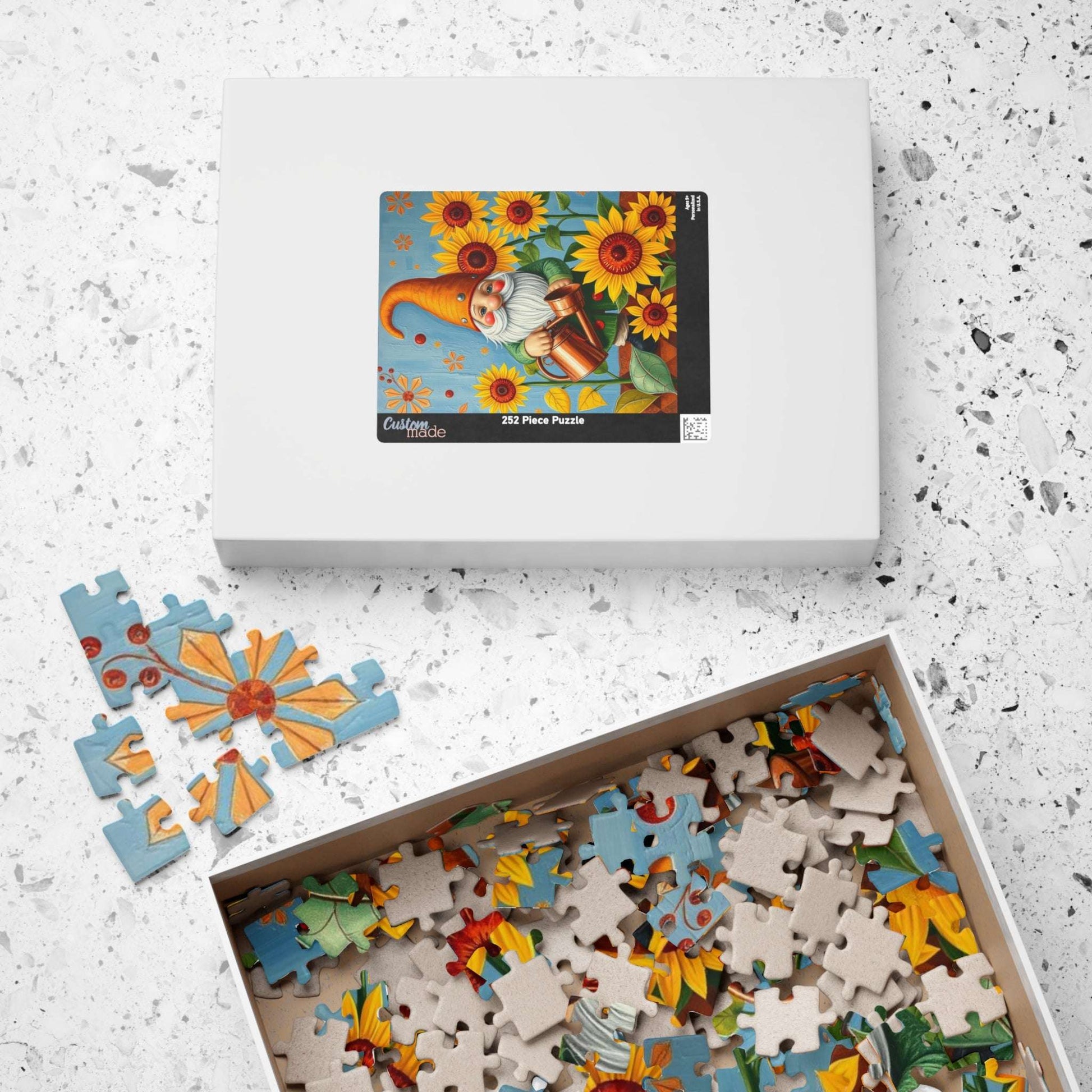 Nordic Gnome Gardening Sunflowers – Scandinavian Folk Garden Jigsaw Puzzle Puzzle The Puzzle Chest