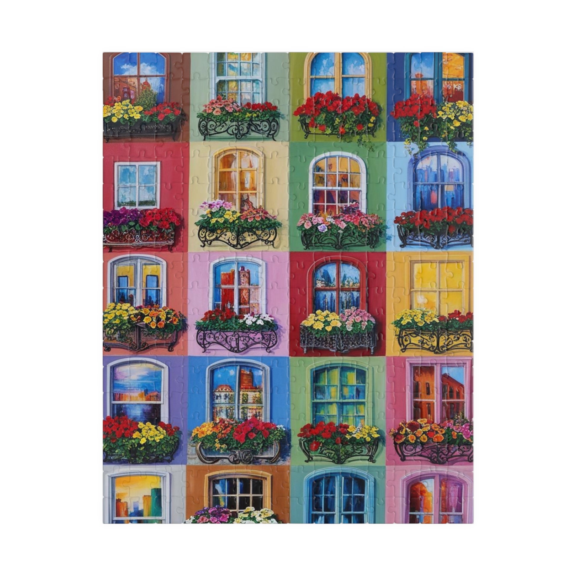 Floral Window Collage Puzzle, Colorful Jigsaw Adult Game for Home, Family or Solo Fun, Unique Puzzle Lover Gift, 110-1014 Piece 252 pcs (Vertical) Puzzle The Puzzle Chest