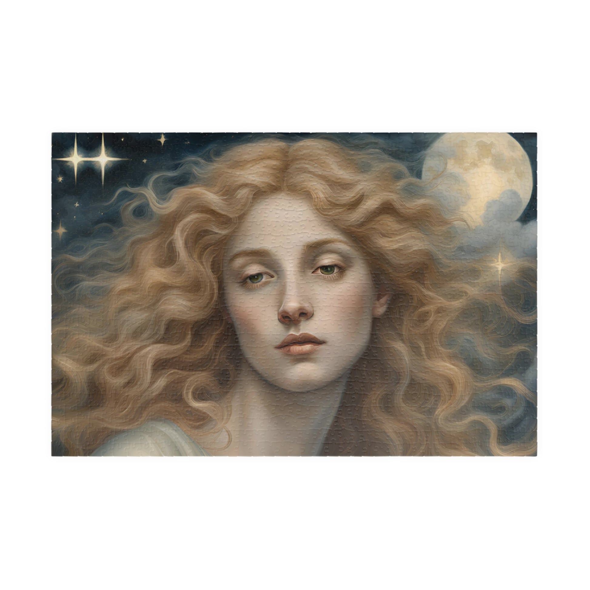 Golden Haired Celestial Angel Puzzle, Heavenly Angelic Creature Jigsaw Game, Religious Spiritual Art, Adult Entertainment, Hobby 1014 pcs (Horizontal) Puzzle The Puzzle Chest