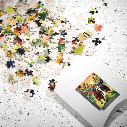 Dachshunds Puzzle, Sunflower Dog Race Jigsaw Puzzle, Brain Teaser Game, Family Activity, Relaxing Hobby, Animal Lover Gift, Mindfulness Puzzle The Puzzle Chest