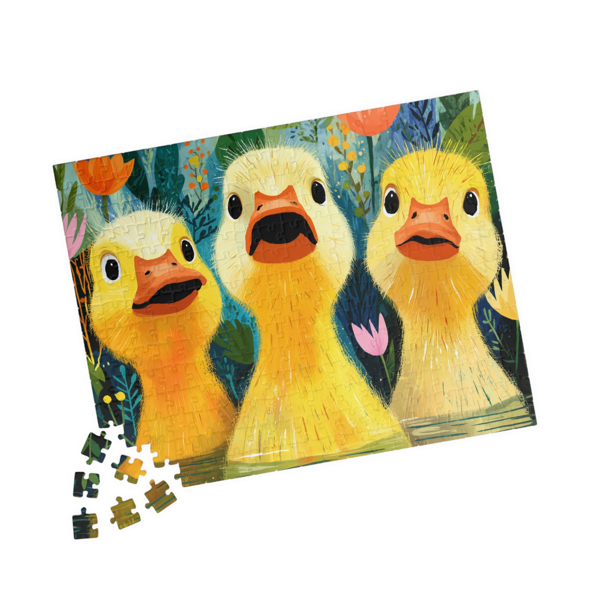 Three Yellow Ducklings Puzzle 110/252/520/1014 Piece | Cute Farm Animal Jigsaw 252 pcs (Horizontal) Puzzle The Puzzle Chest