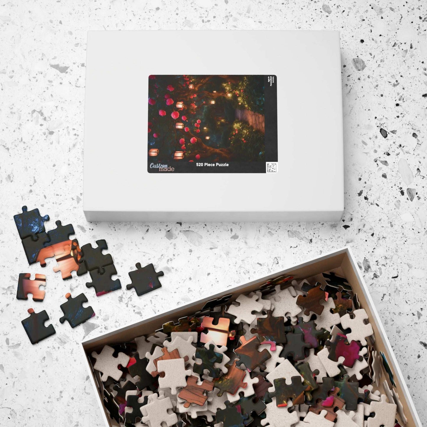 Camellia Flowers Nighttime Puzzle, Tranquil Lantern-Lit Floral Scene, Cozy and Relaxing Jigsaw Game for Adults, Ideal Nature Lover Gift Puzzle The Puzzle Chest