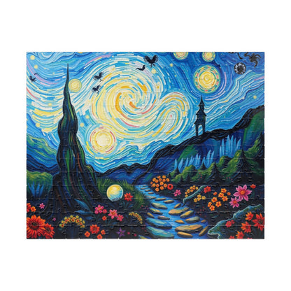 Starry Night Jigsaw Puzzle, Colorful 110-1014 Piece Puzzle for Art Lover, Family Game Night, Home Entertainment, Gift for Puzzle Enthusiasts 252 pcs (Horizontal) Puzzle The Puzzle Chest
