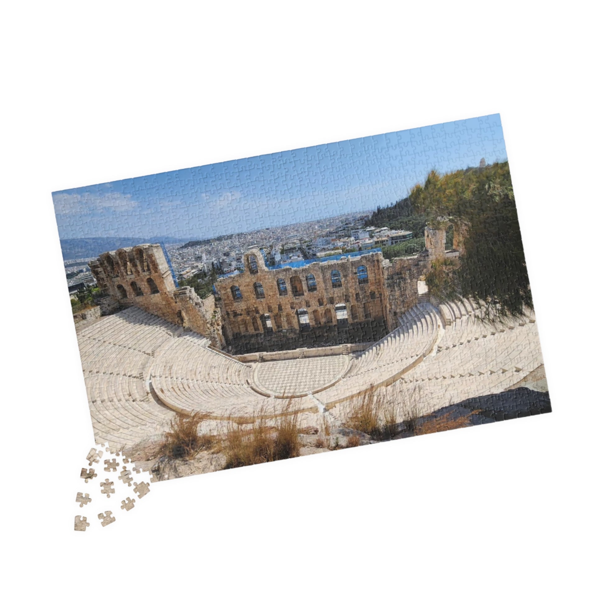 Athens Ancient Theater Puzzle - The Oden of Herodes Atticus, Realistic Historical Landmark Jigsaw Game, Greek Architecture 1014 pcs (Horizontal) Puzzle The Puzzle Chest