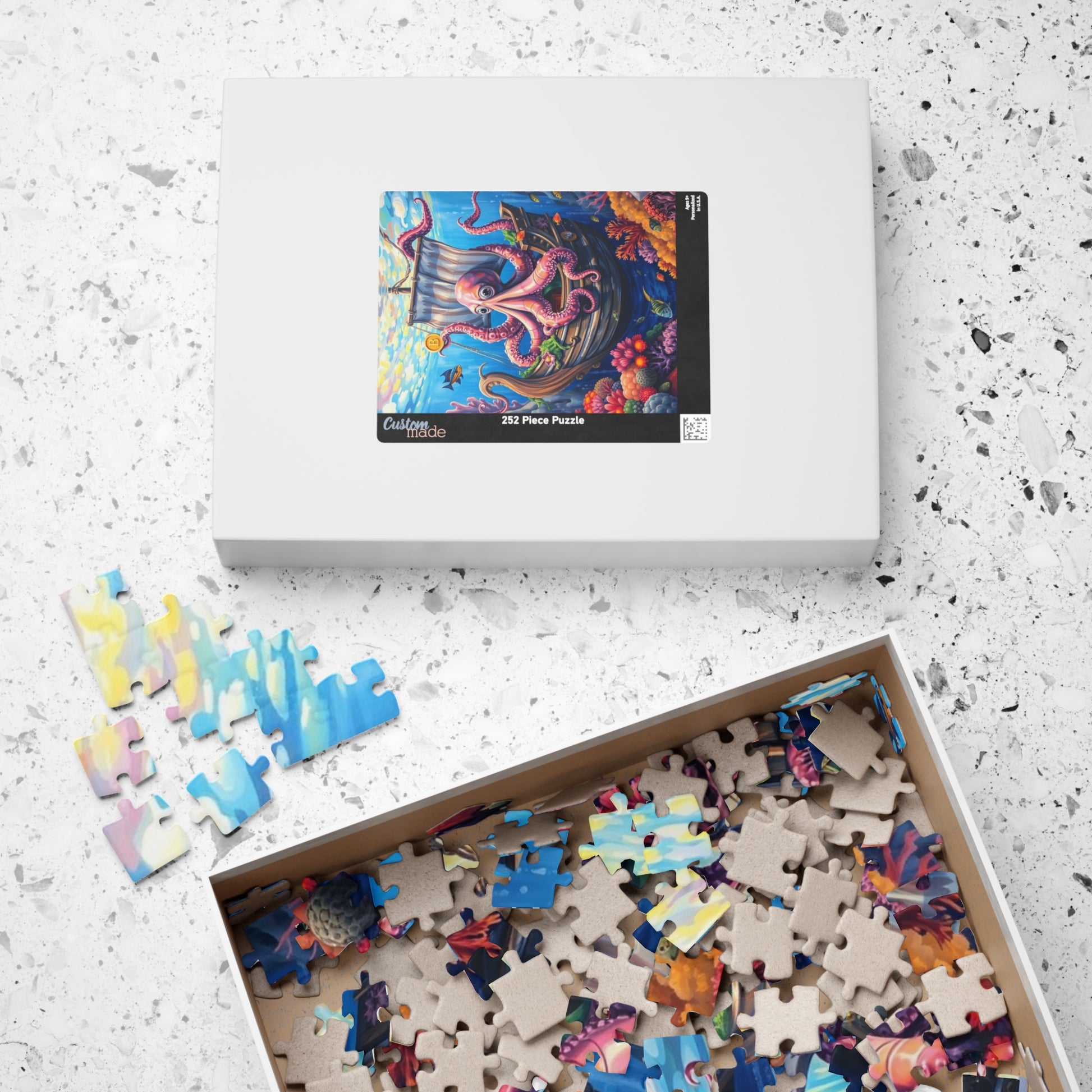 Sunken Pirate Ship Puzzle, Mysterious Underwater Nautical Scene with Octopus Jigsaw Game, Fun Family Activity, Puzzle Fanatic Gift Puzzle The Puzzle Chest