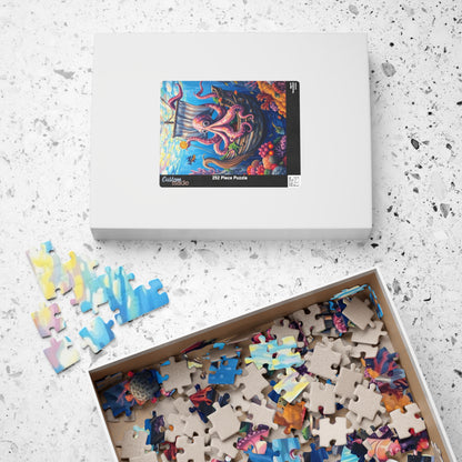 Sunken Pirate Ship Puzzle, Mysterious Underwater Nautical Scene with Octopus Jigsaw Game, Fun Family Activity, Puzzle Fanatic Gift Puzzle The Puzzle Chest
