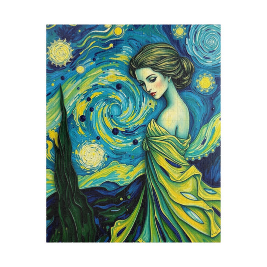 Starry Night Abstract Jigsaw Puzzle, 110, 252, 520, 1014-piece Perfect for Art Lover, Cozy Nights, Gift for Her, Family or Solo Fun 520 pcs (Vertical) Puzzle The Puzzle Chest