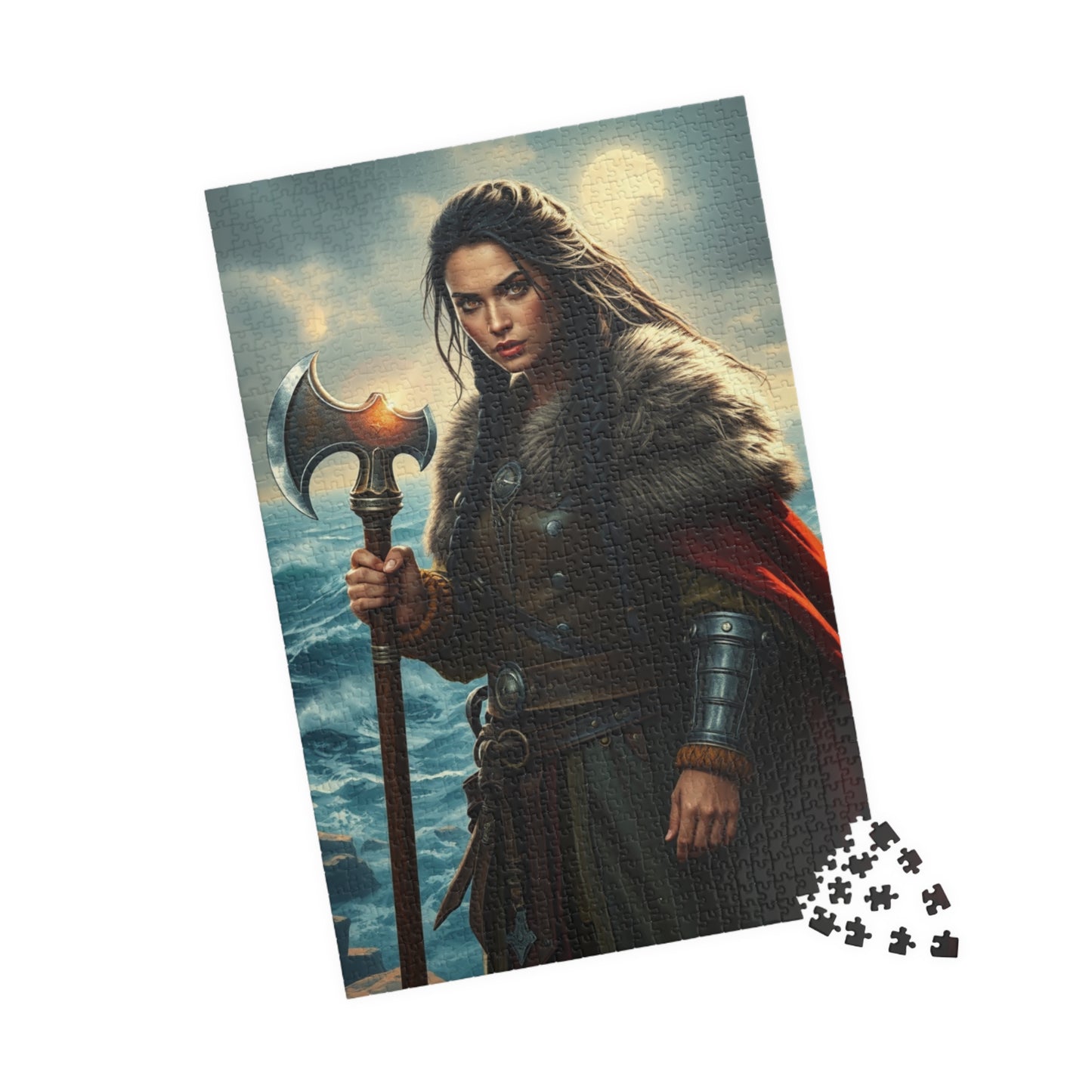 Viking Jigsaw Puzzle 110-1014 Piece, Medieval Era Woman Warrior on Stormy Sea, Norse Mythology, Gift for Puzzle Enthusiast, Mindful Activity Puzzle The Puzzle Chest
