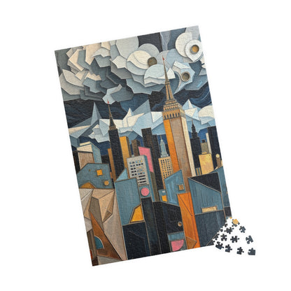 Abstract Cityscape Jigsaw Puzzle - Metallic and Pastel Geometric Shapes Pattern Puzzle The Puzzle Chest