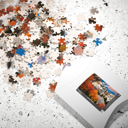 Fall Themed Mount Rushmore Jigsaw Puzzle with Autumn Leaves, Famous U.S. President South Dakota Landmark, Family Friendly Puzzle Lover Gift Puzzle The Puzzle Chest