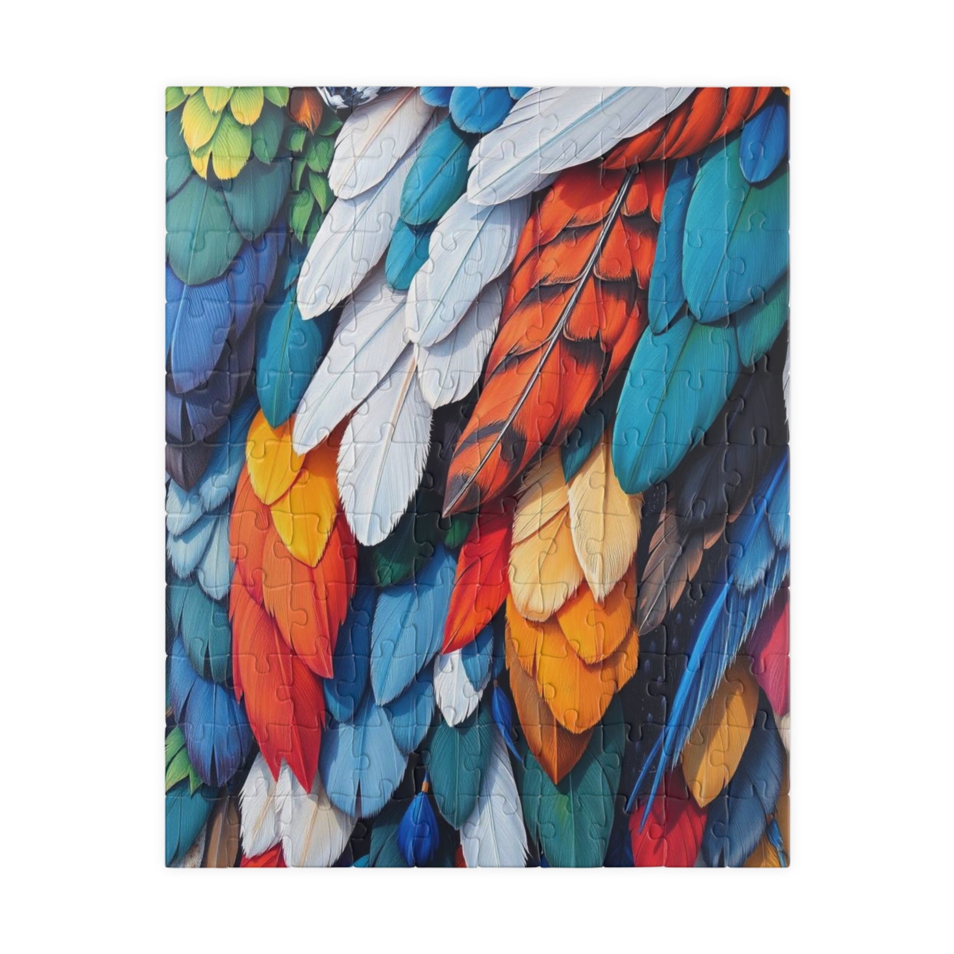Chaotic Feather Jigsaw Puzzle - Collage Design, Vibrant Nature Art, Holiday Birthday Gift for Bird Lovers, Family Game Nights or Solo Fun 110 pcs (Vertical) Puzzle The Puzzle Chest