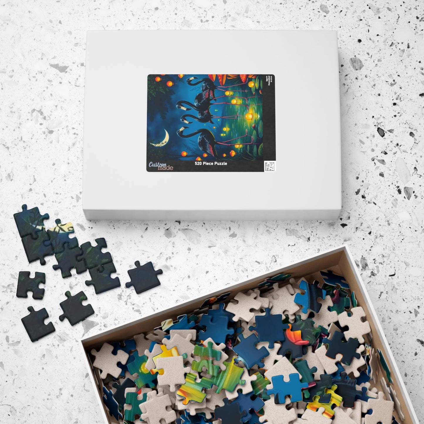 Magical Night Flamingo Puzzle - 110 to 520 Piece Nature Puzzle Game, Perfect Gift for Family Fun, Puzzle Enthusiasts, Home Entertainment
