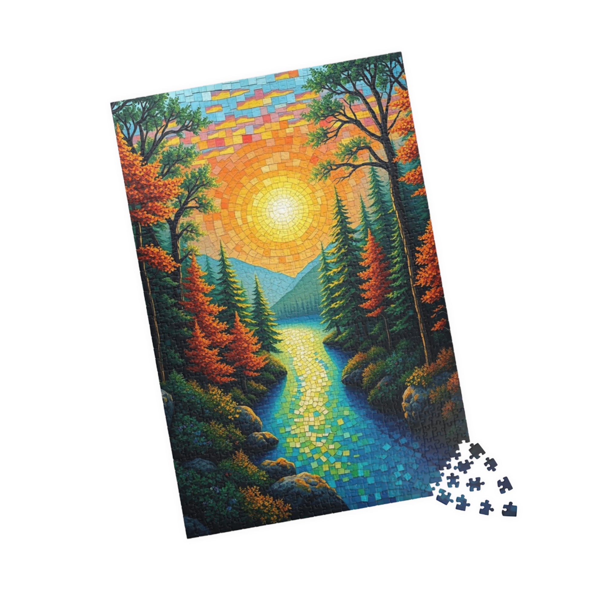 Nature-Inspired Mosaic Landscape Jigsaw Puzzle for Relaxation and Fun, Scenic Autumn Adventure, Best Gift for Family, Friends, Holidays Puzzle The Puzzle Chest